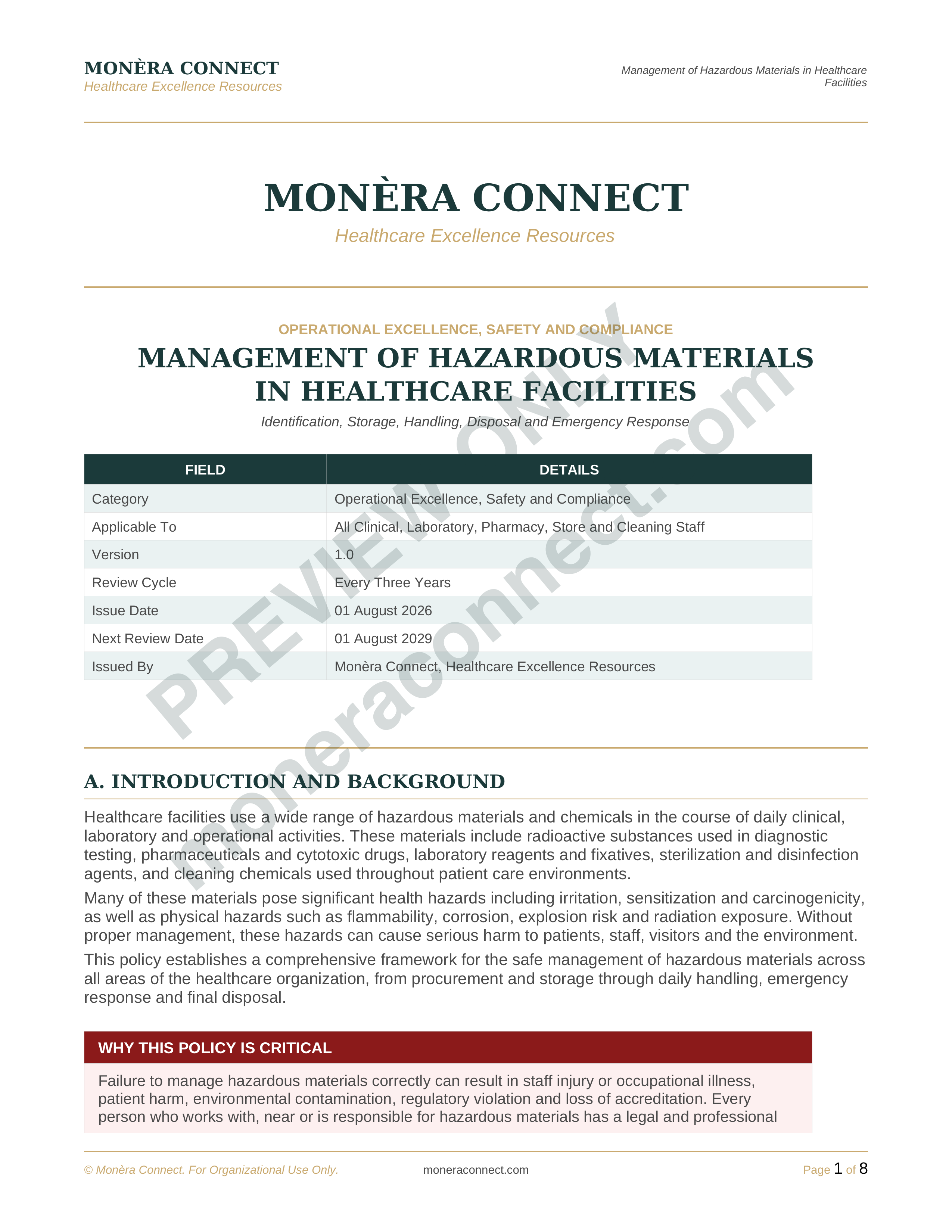 Hazardous Materials Managment Policy