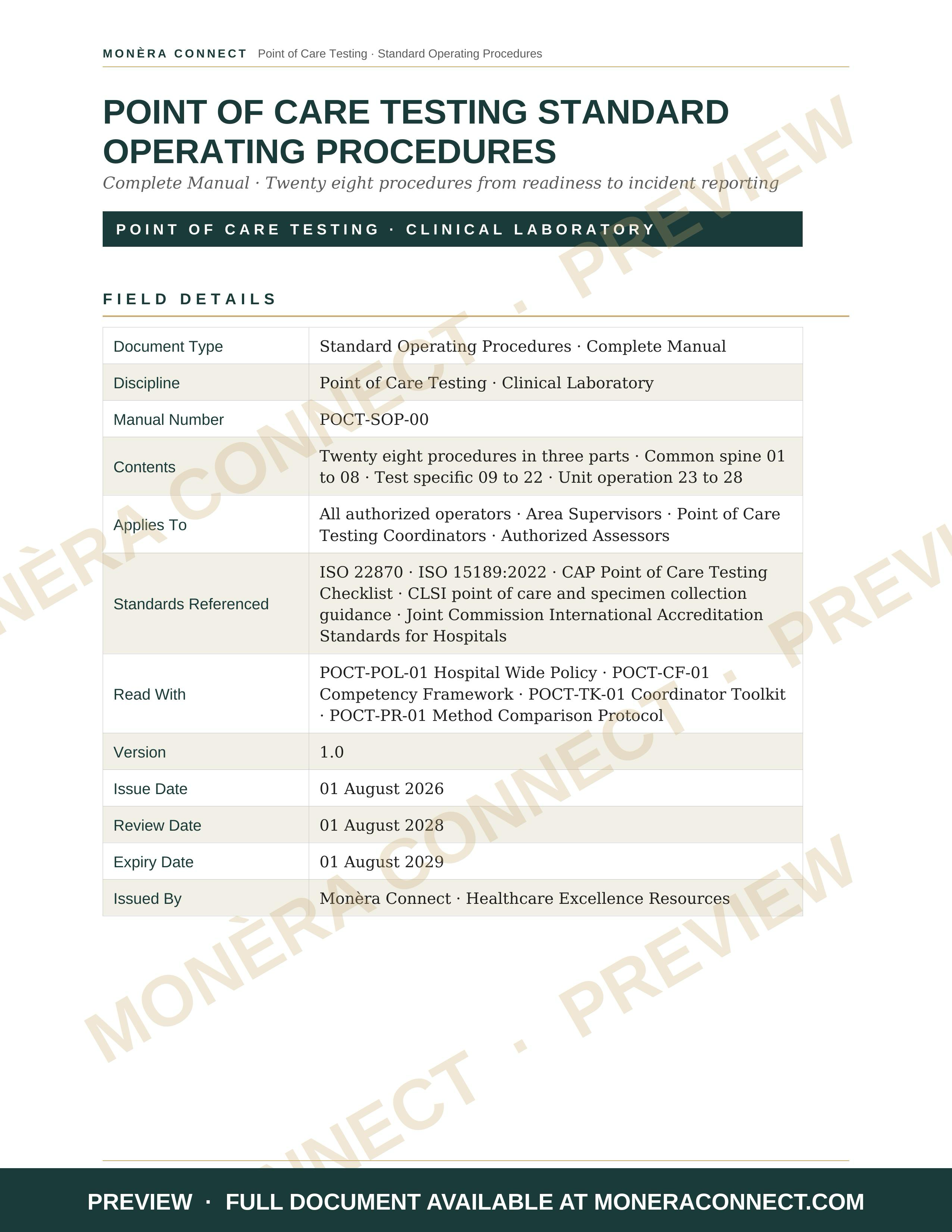 Point of Care Testing SOP Complete Manual