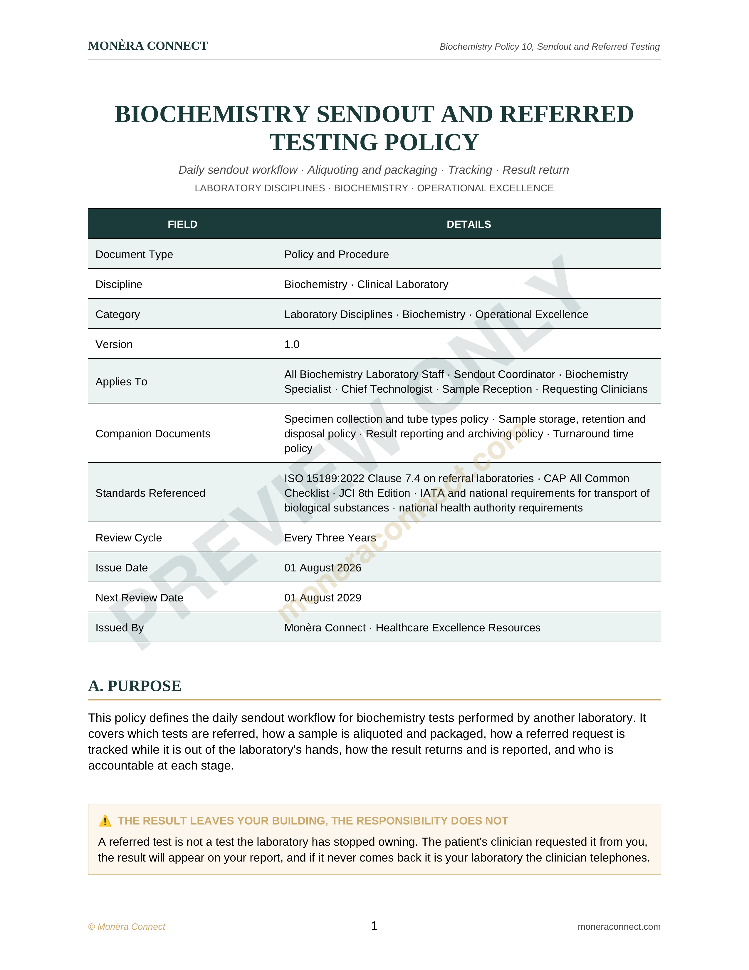 Biochemistry Sendout and Referred Testing Policy