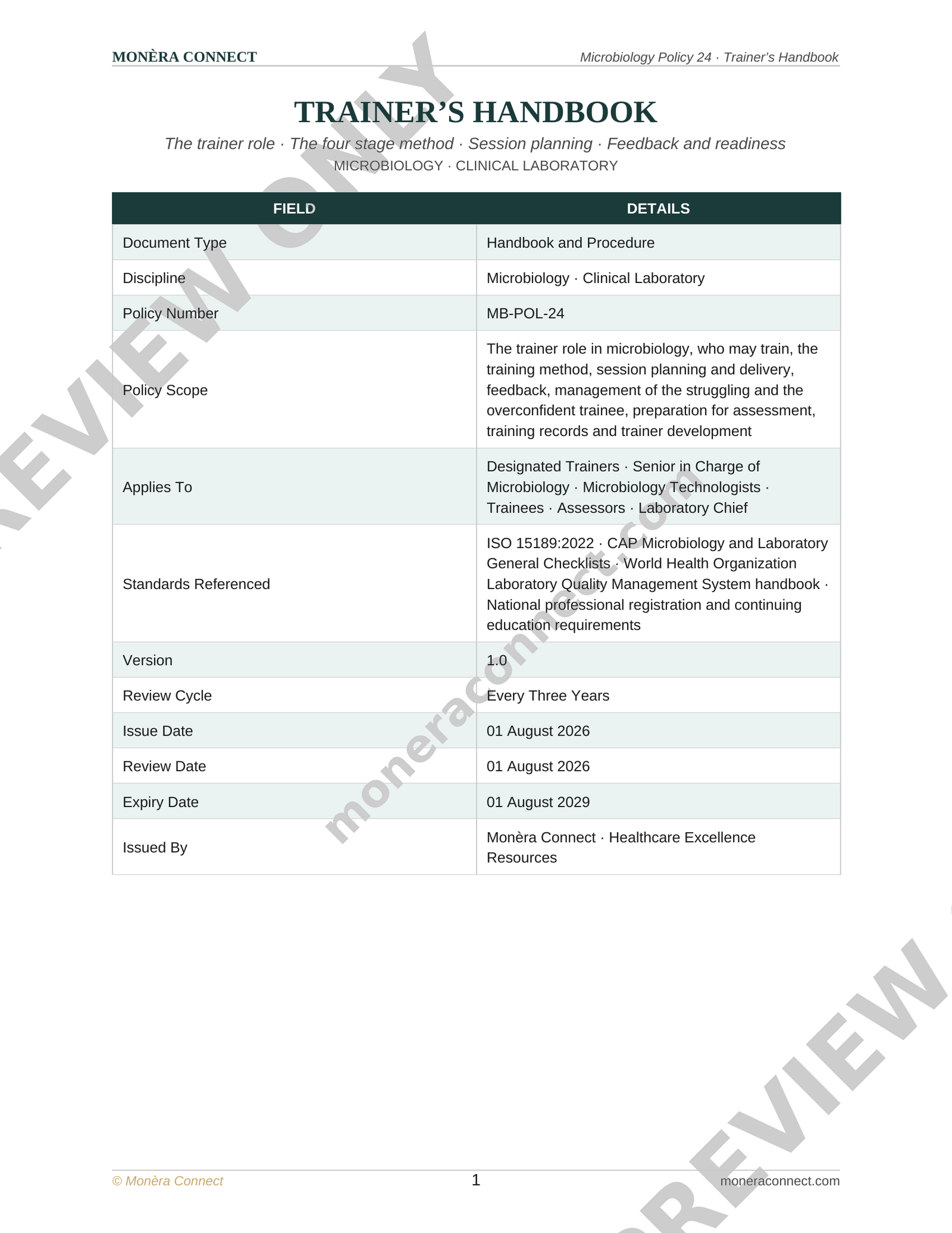 Microbiology Trainer’s Handbook