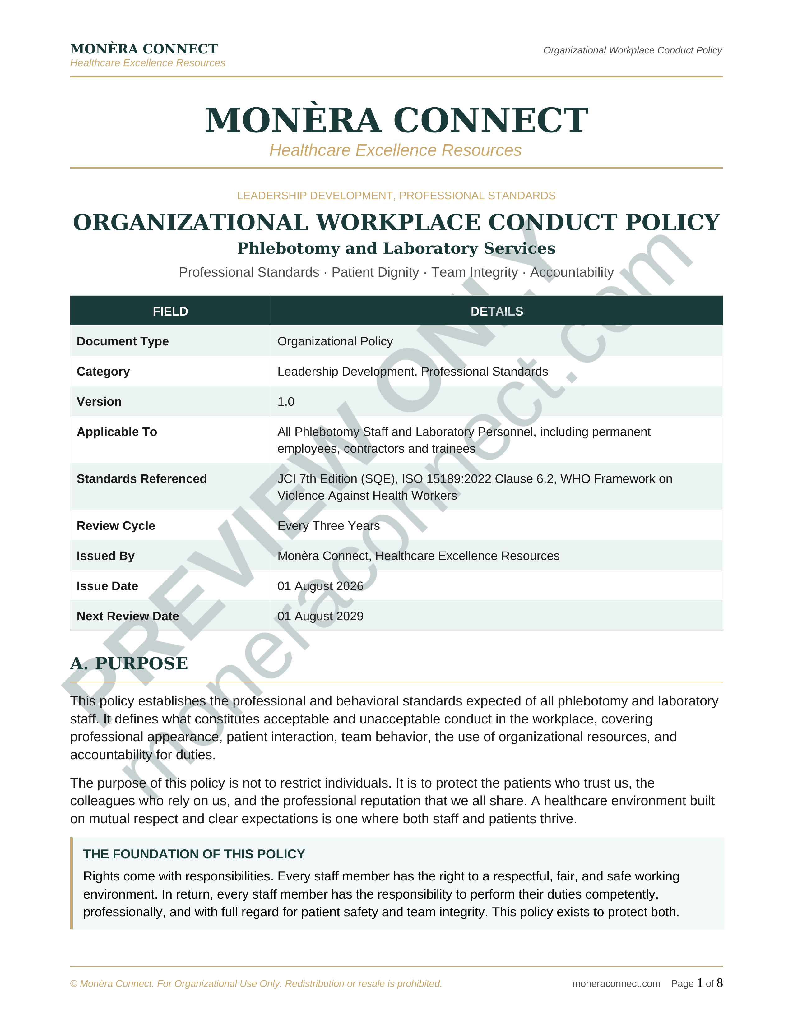 Organizational workplace conduct