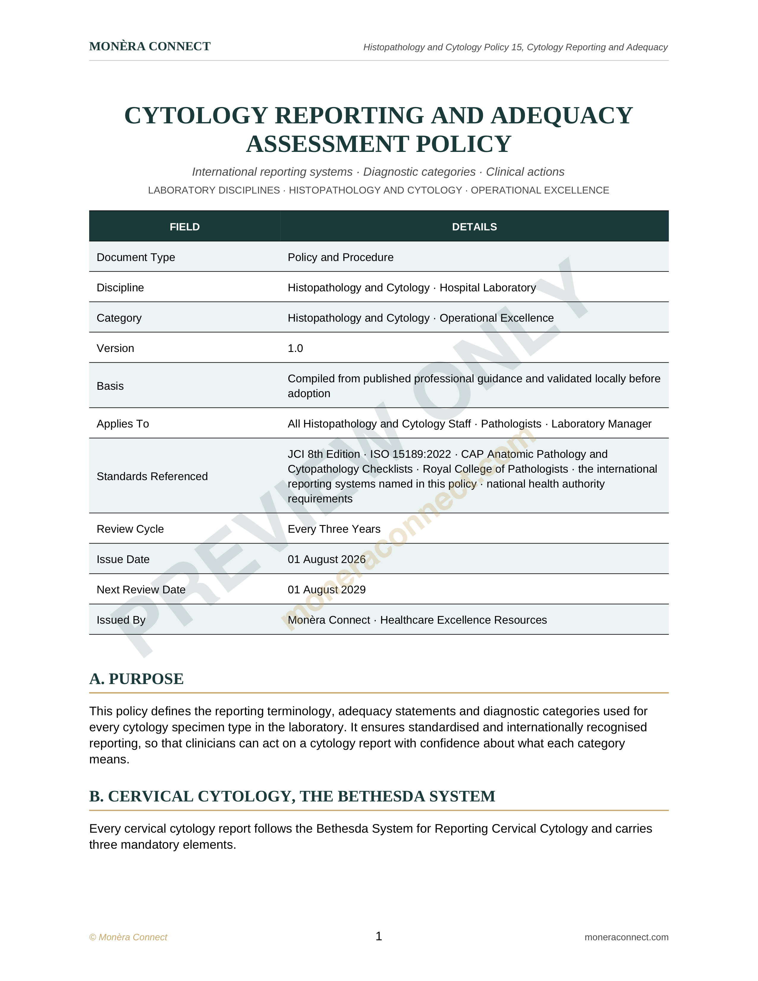 Cytology Reporting and Adequacy Assessment Policy