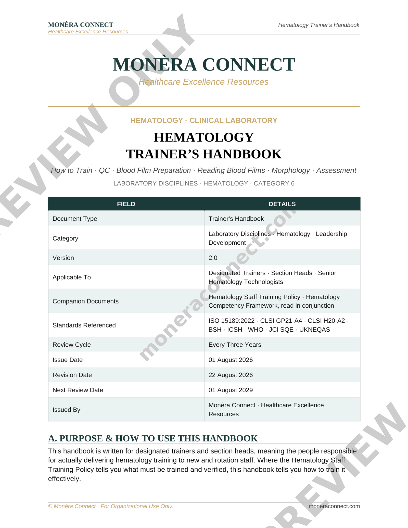 Hematology Trainer’s Handbook