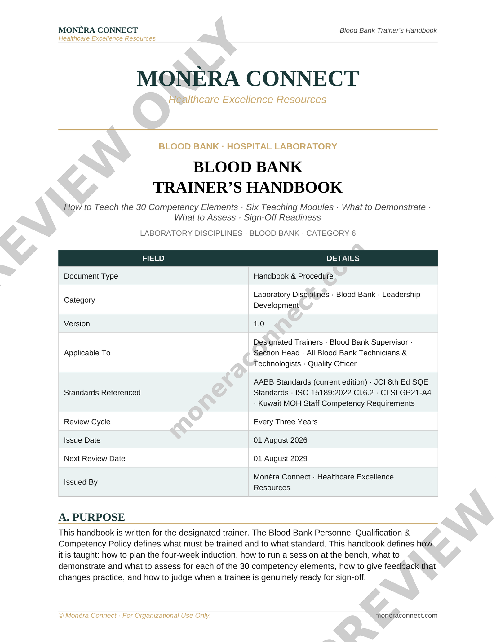 Blood Bank Trainer’s Handbook