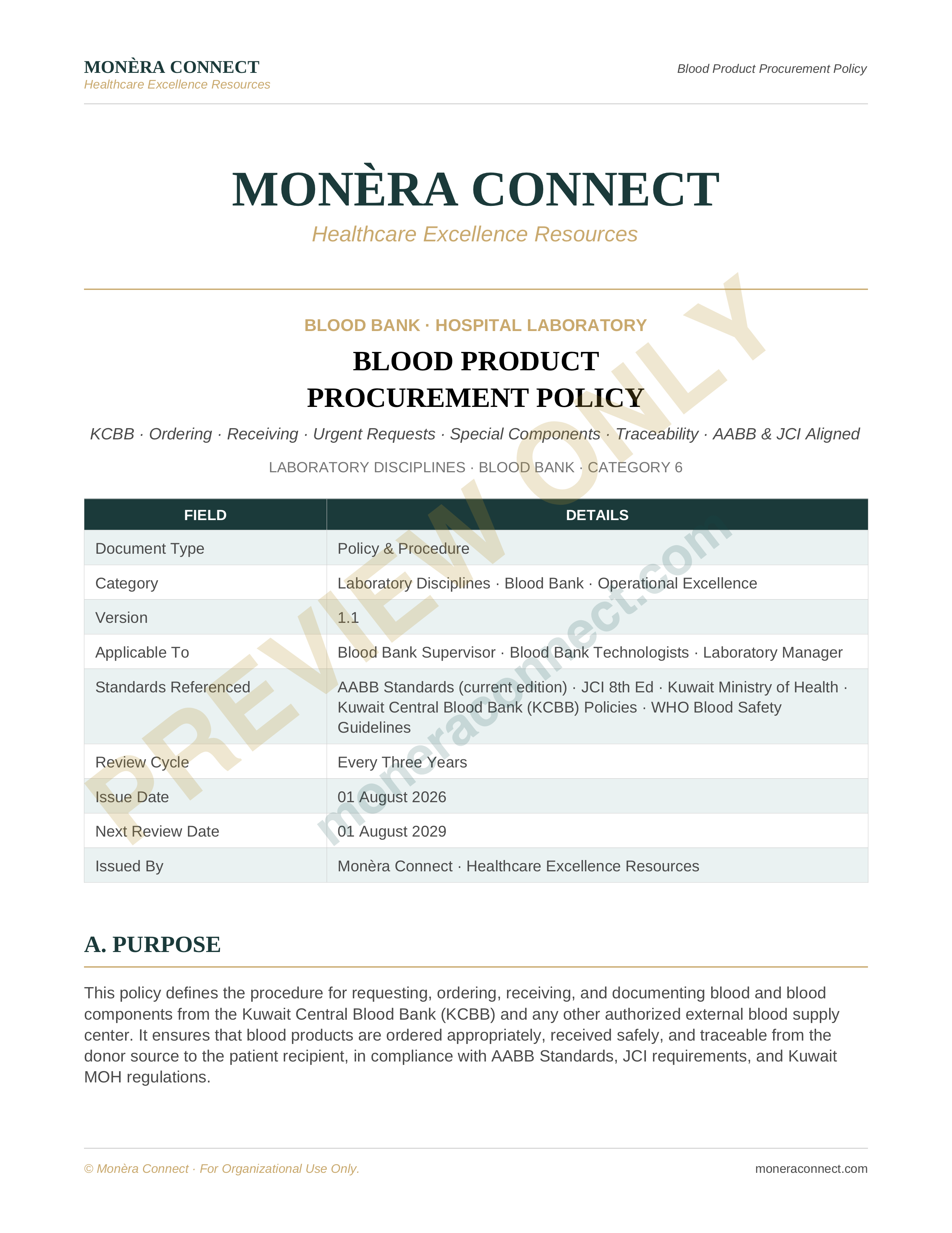Blood Product Procurement Policy