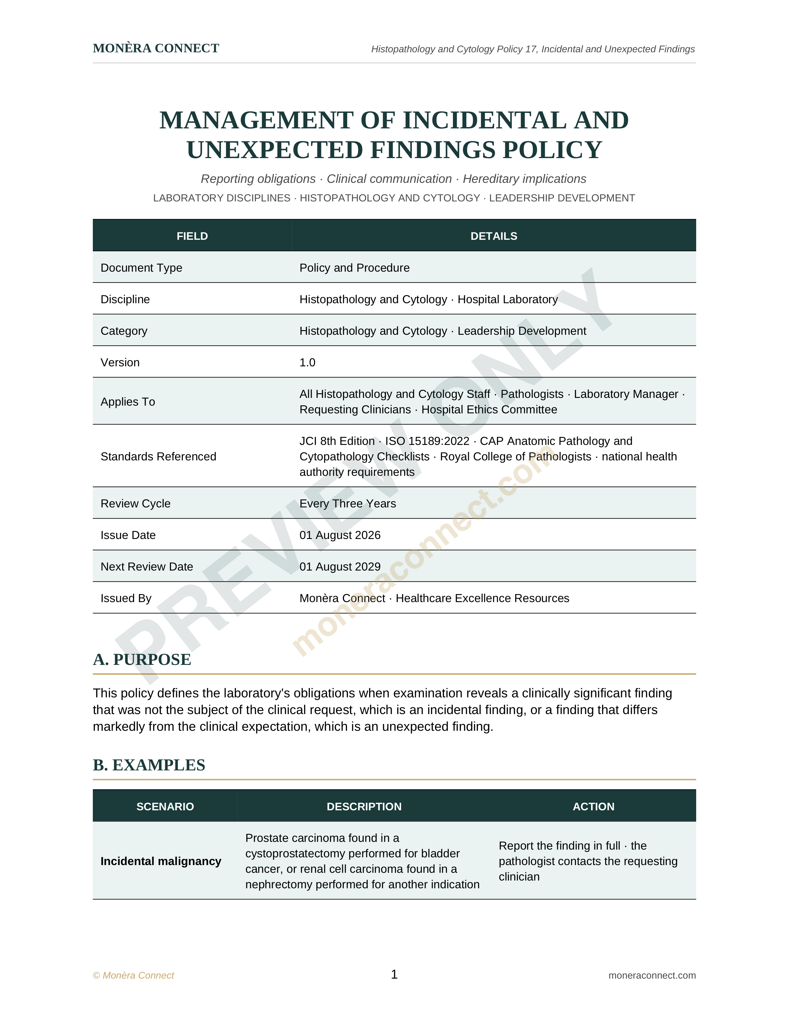 Management of Incidental and Unexpected Findings Policy