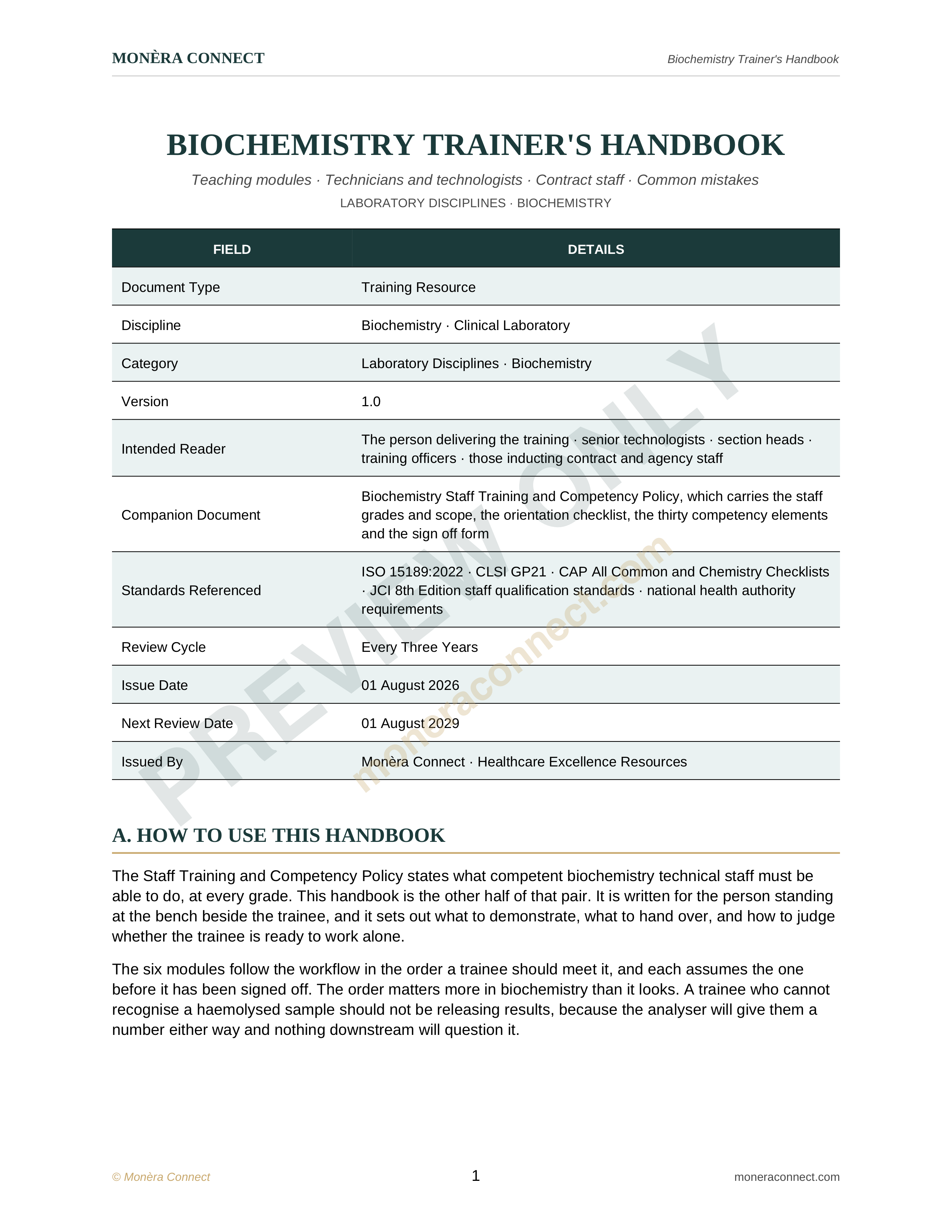 Biochemistry Trainer’s Handbook