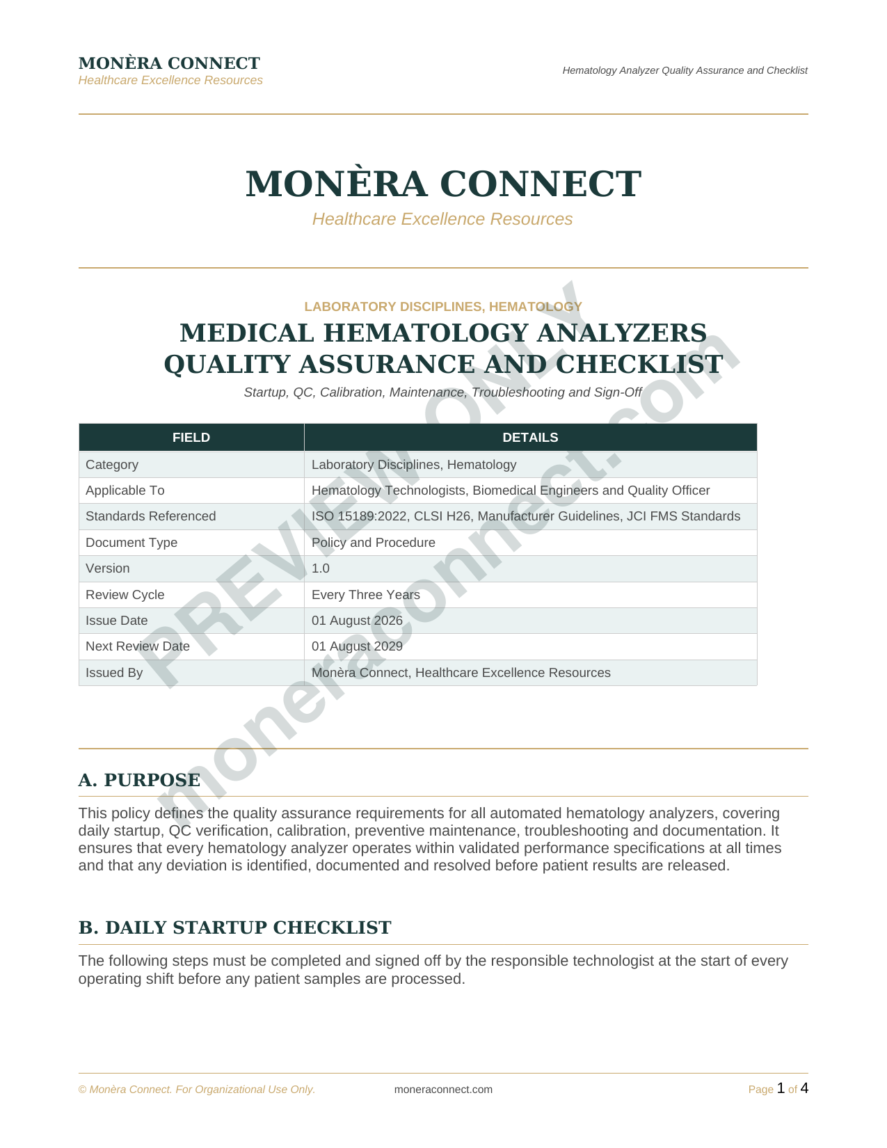 Hematology Analyzers quality assurance