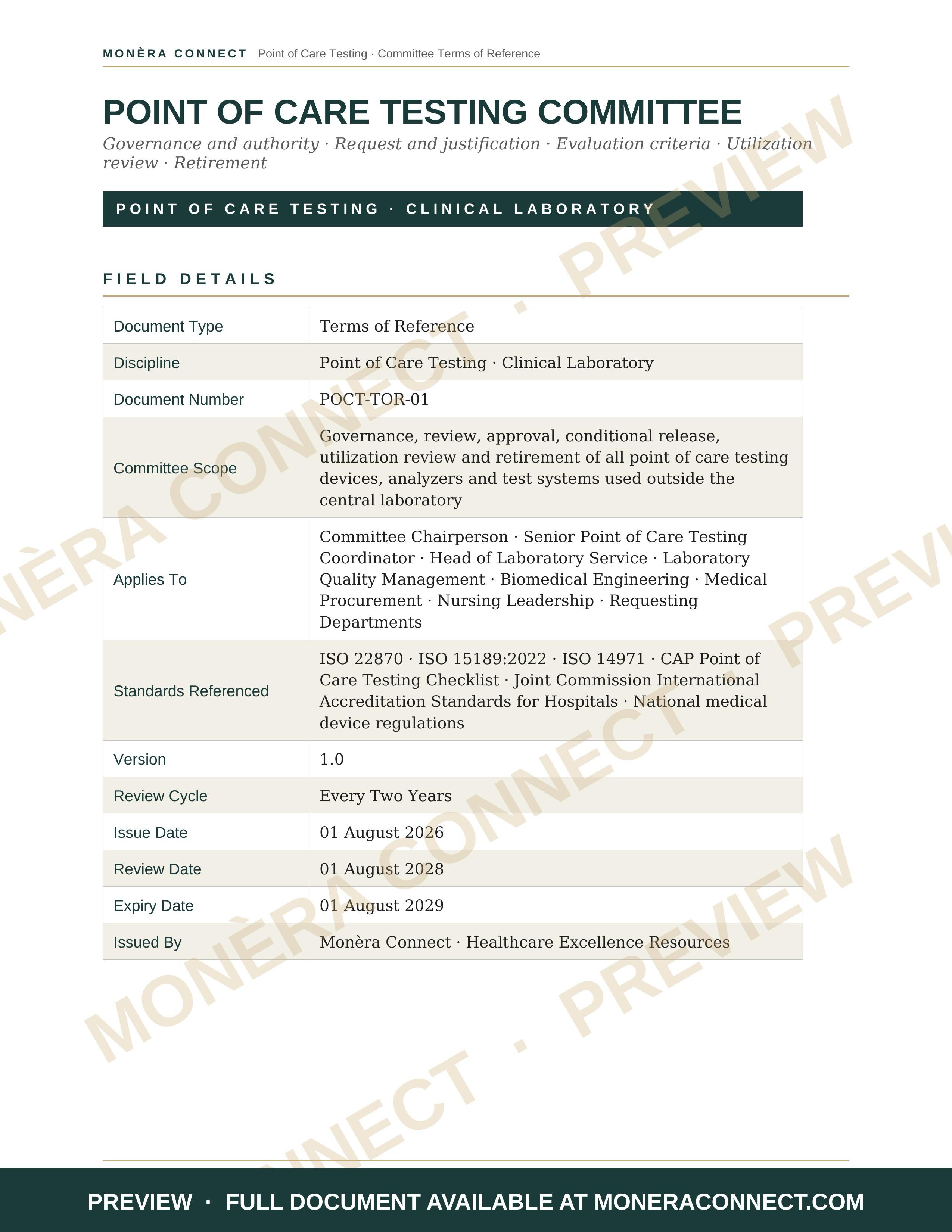 POCT Committee Terms of Reference TOR