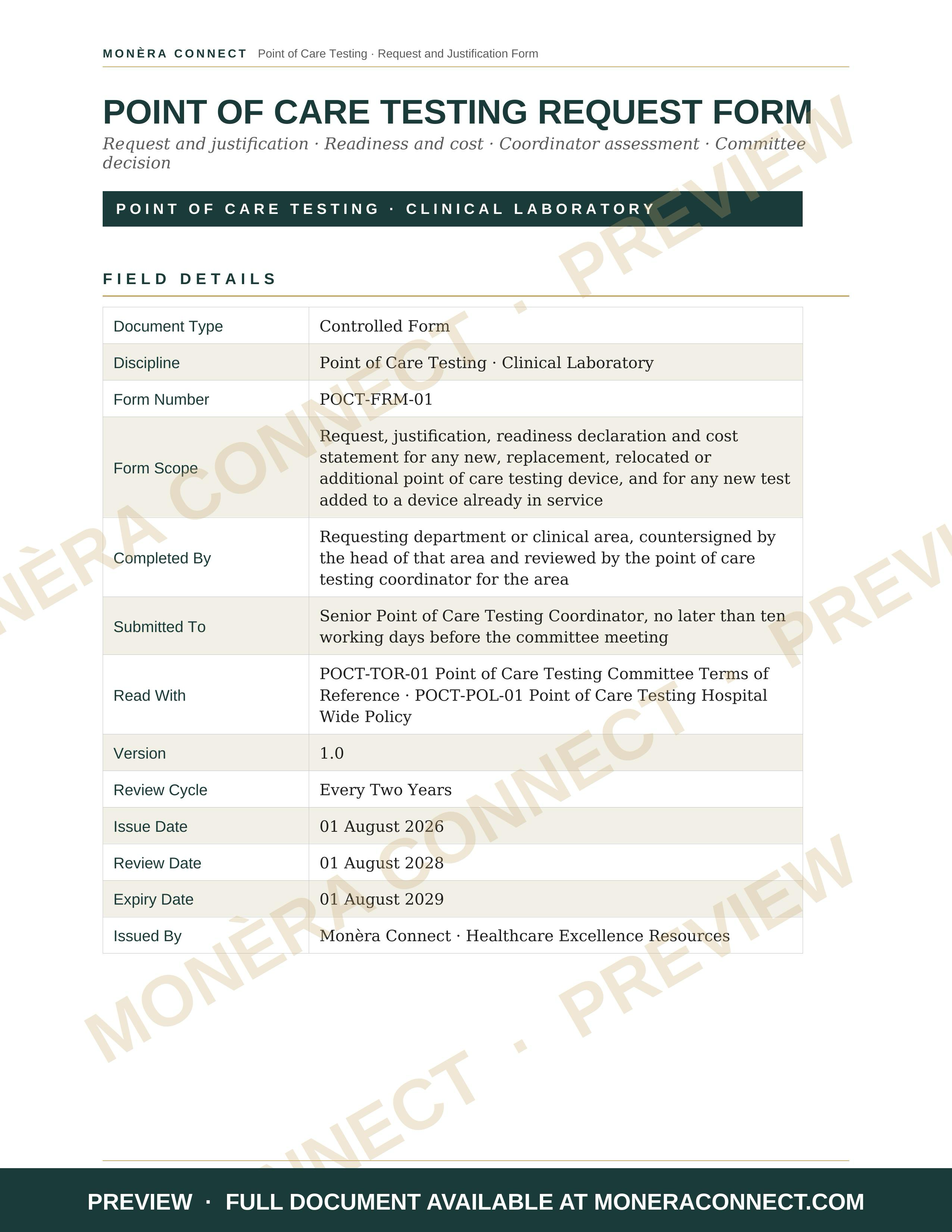 POCT Request and Justification Form