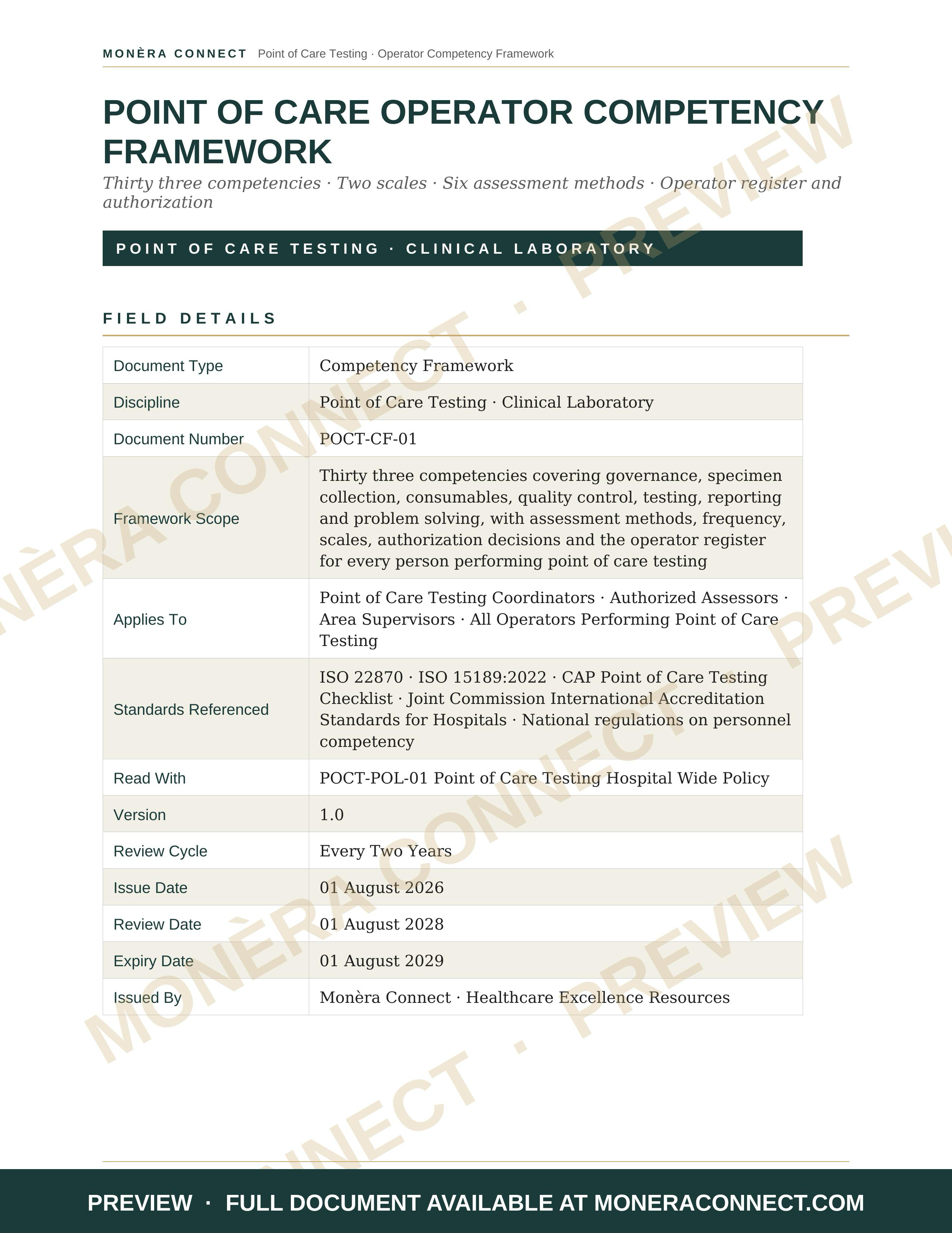 Point of Care Operator Competency Framework