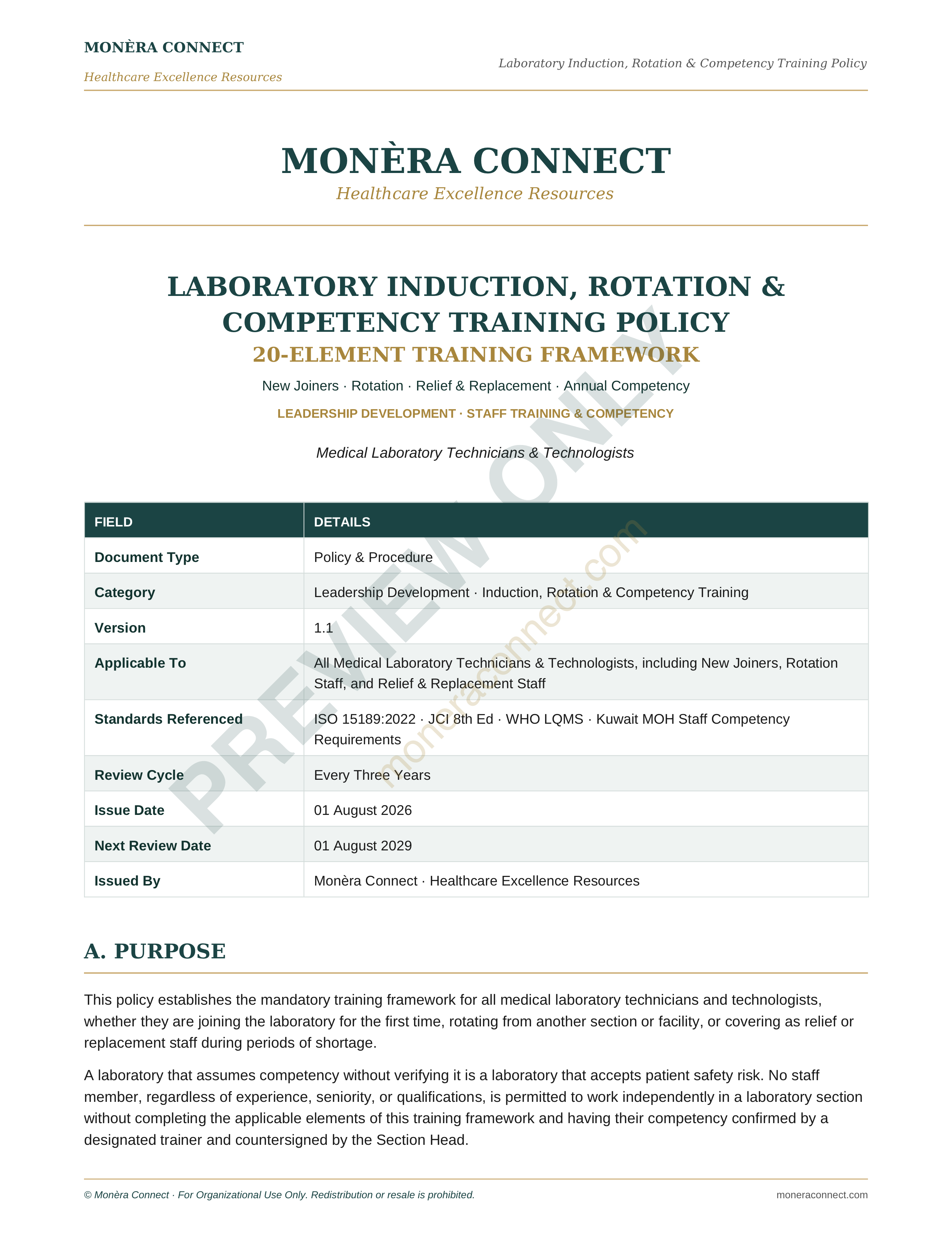 Laboratory Induction, Rotation & Competency Training policy