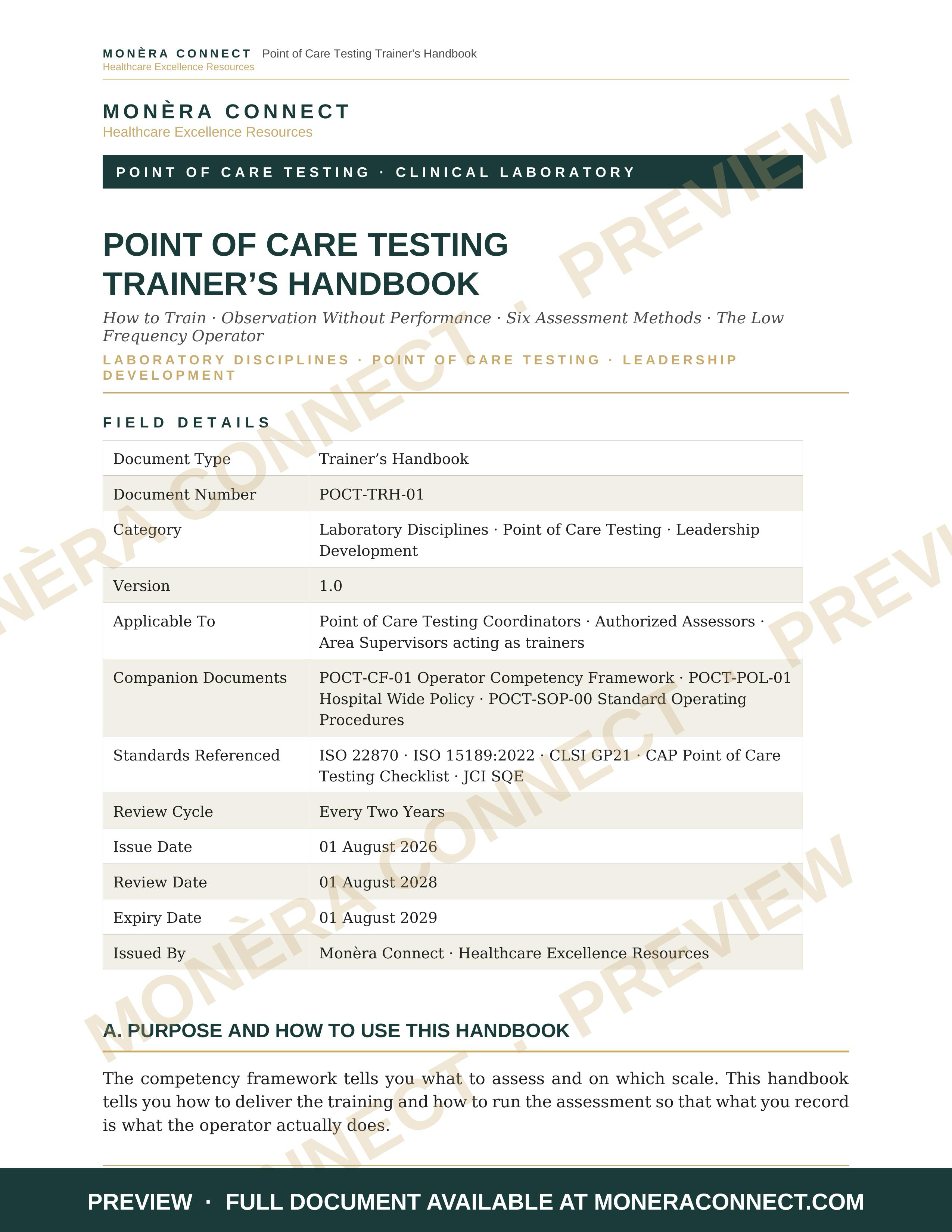 Point of Care Testing Trainer’s Handbook