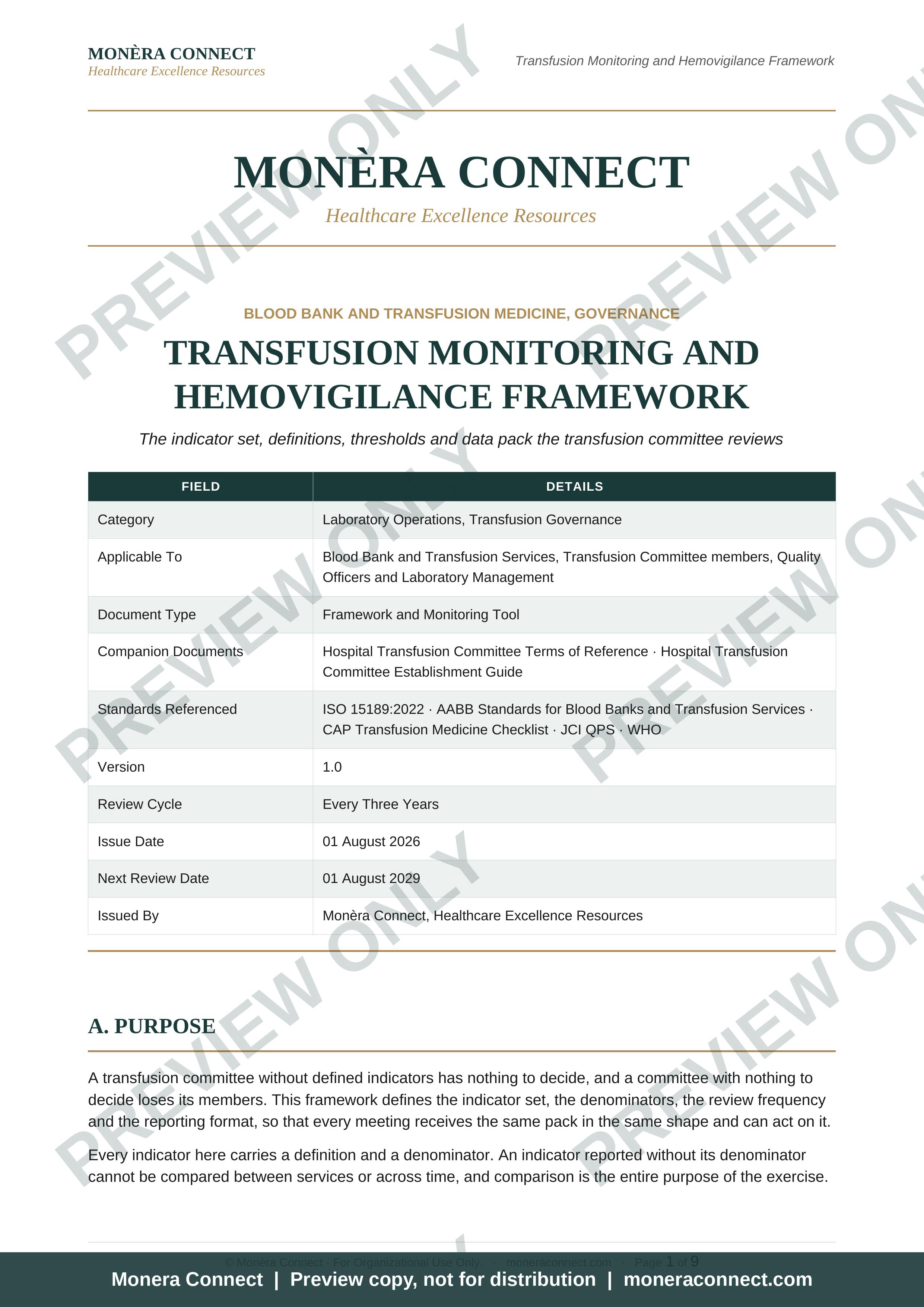 Transfusion Monitoring and Hemovigilance Framework