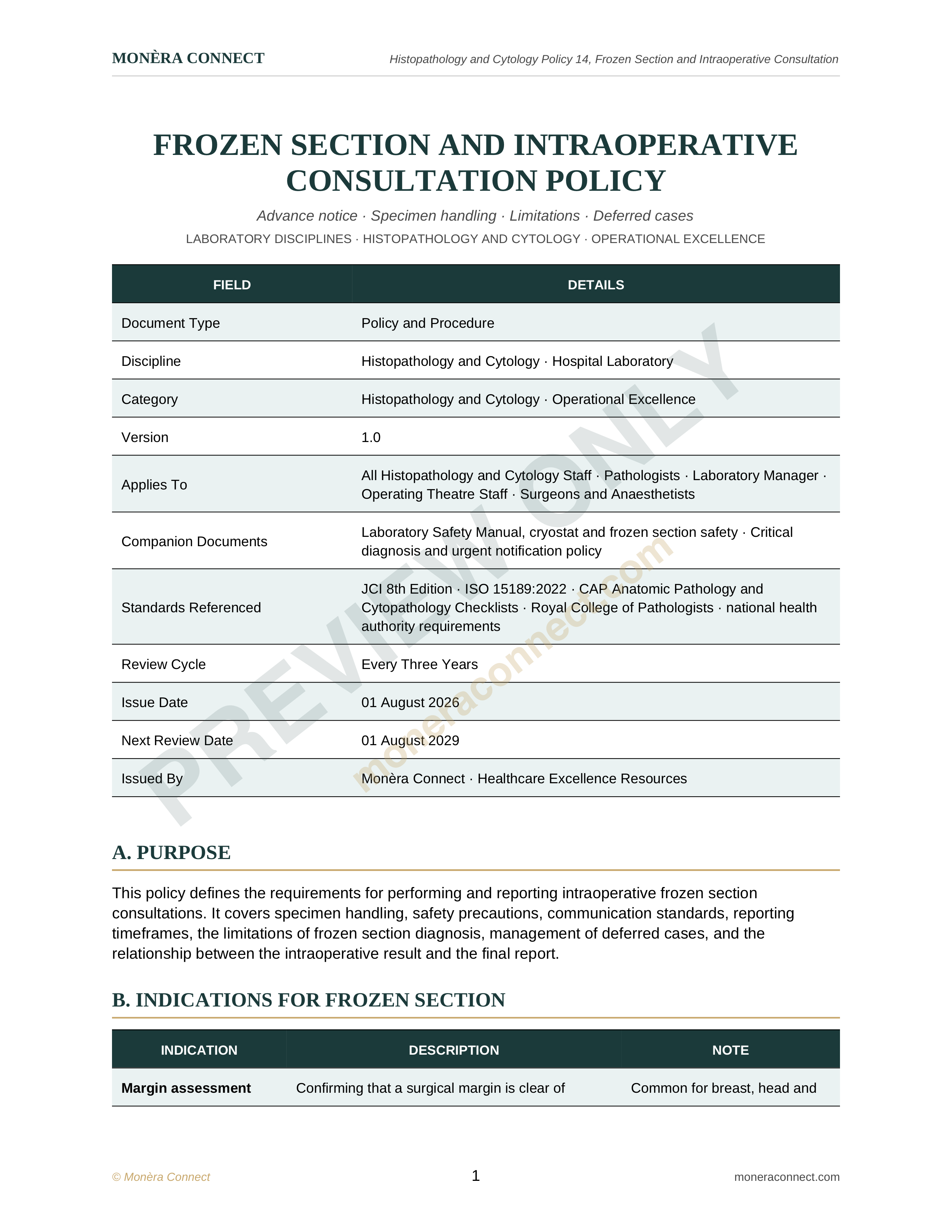 Frozen Section and Intraoperative Consultation Policy