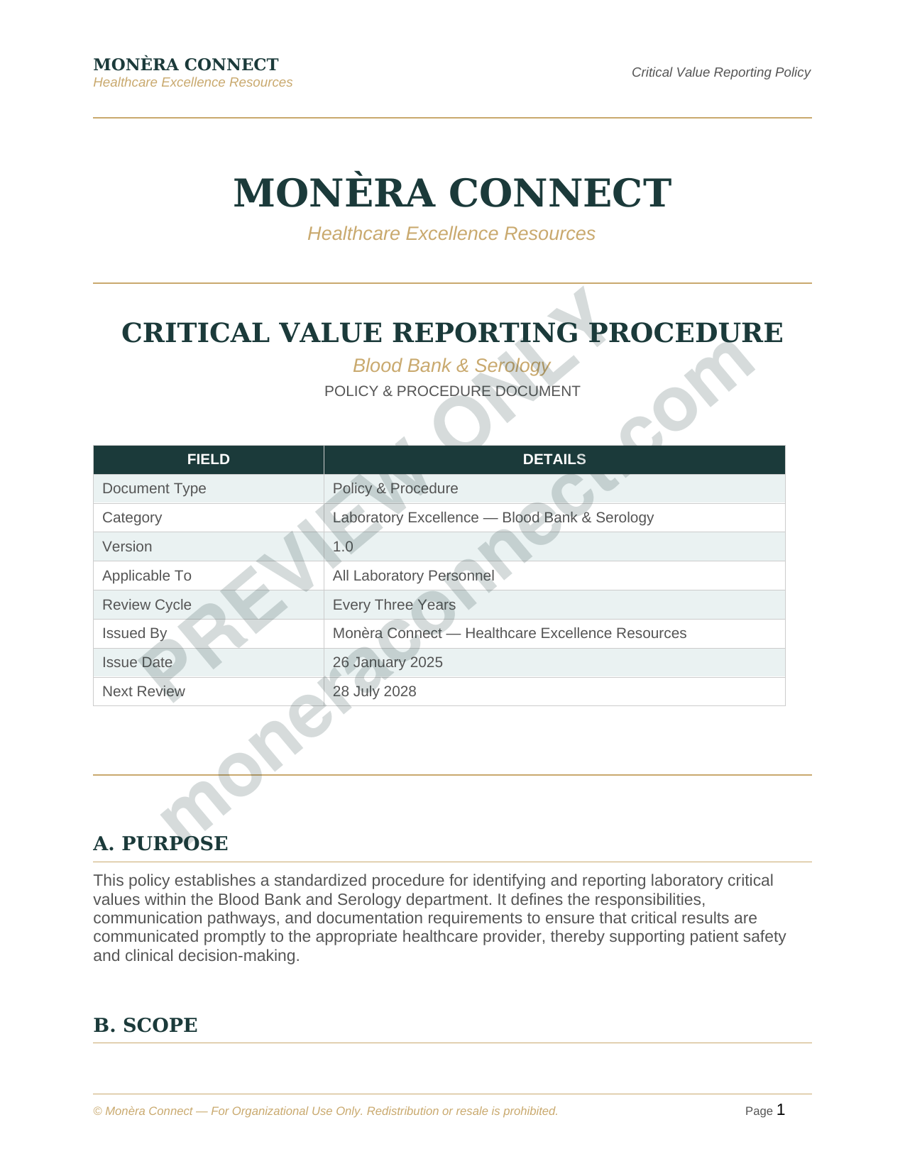 Critical Value Policy