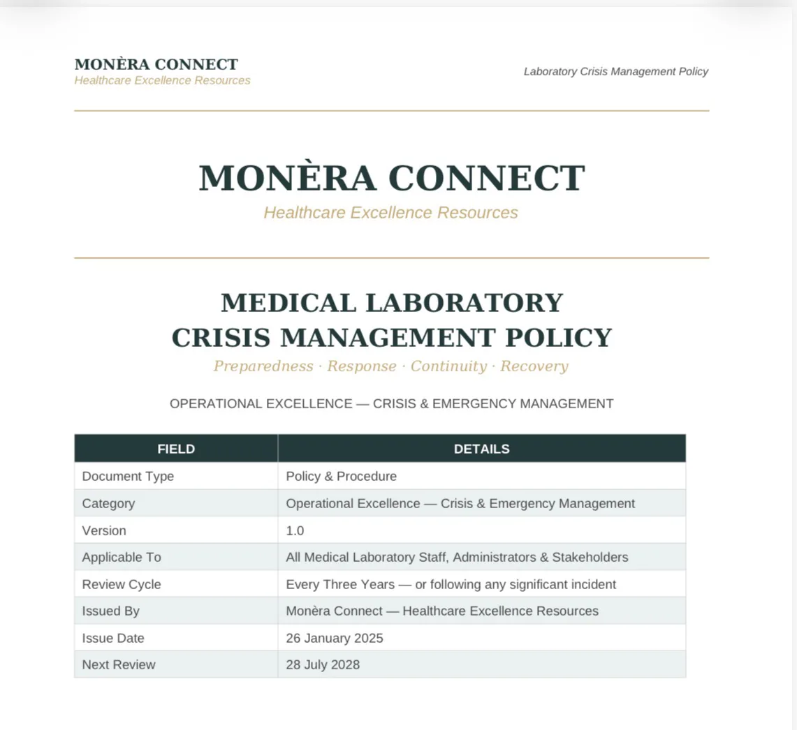 Medical lab Crisis Management Policy